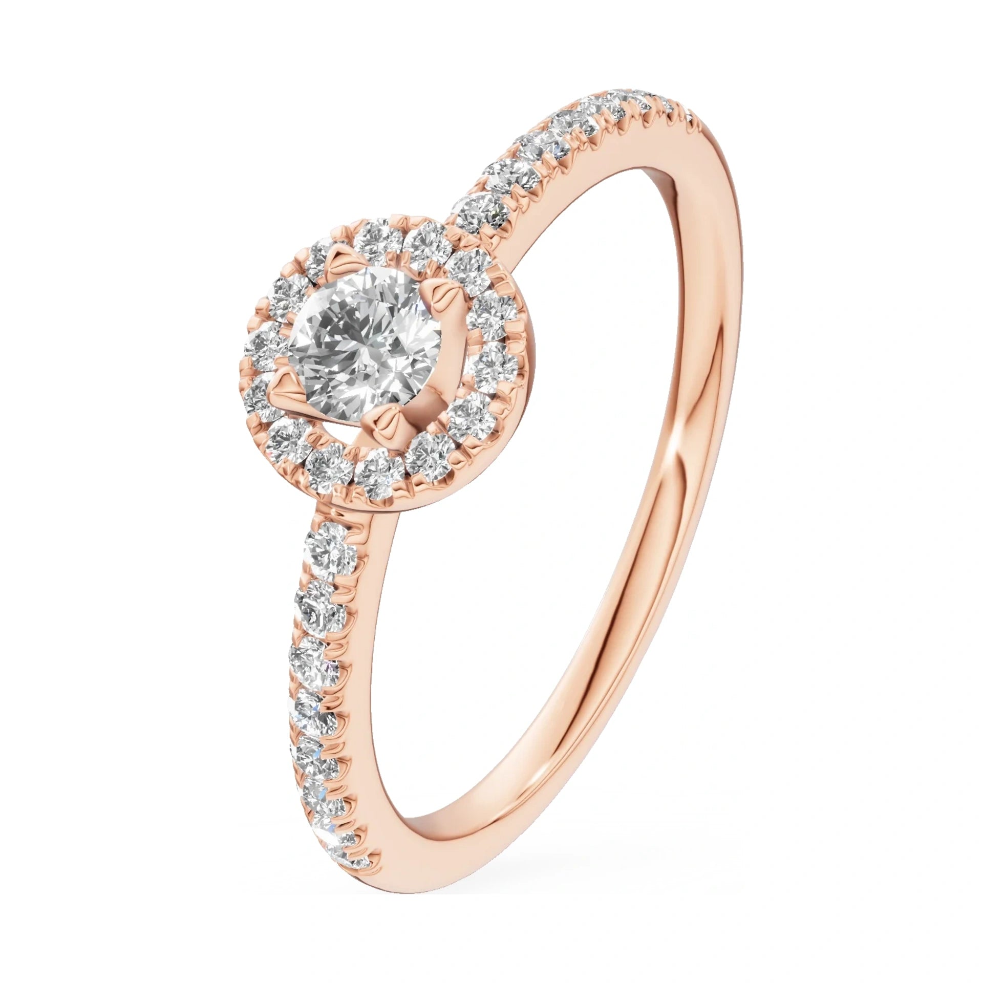 0.15 ct round-cut natural diamond GREMARI Seven Icon engagement ring in 14K rose gold