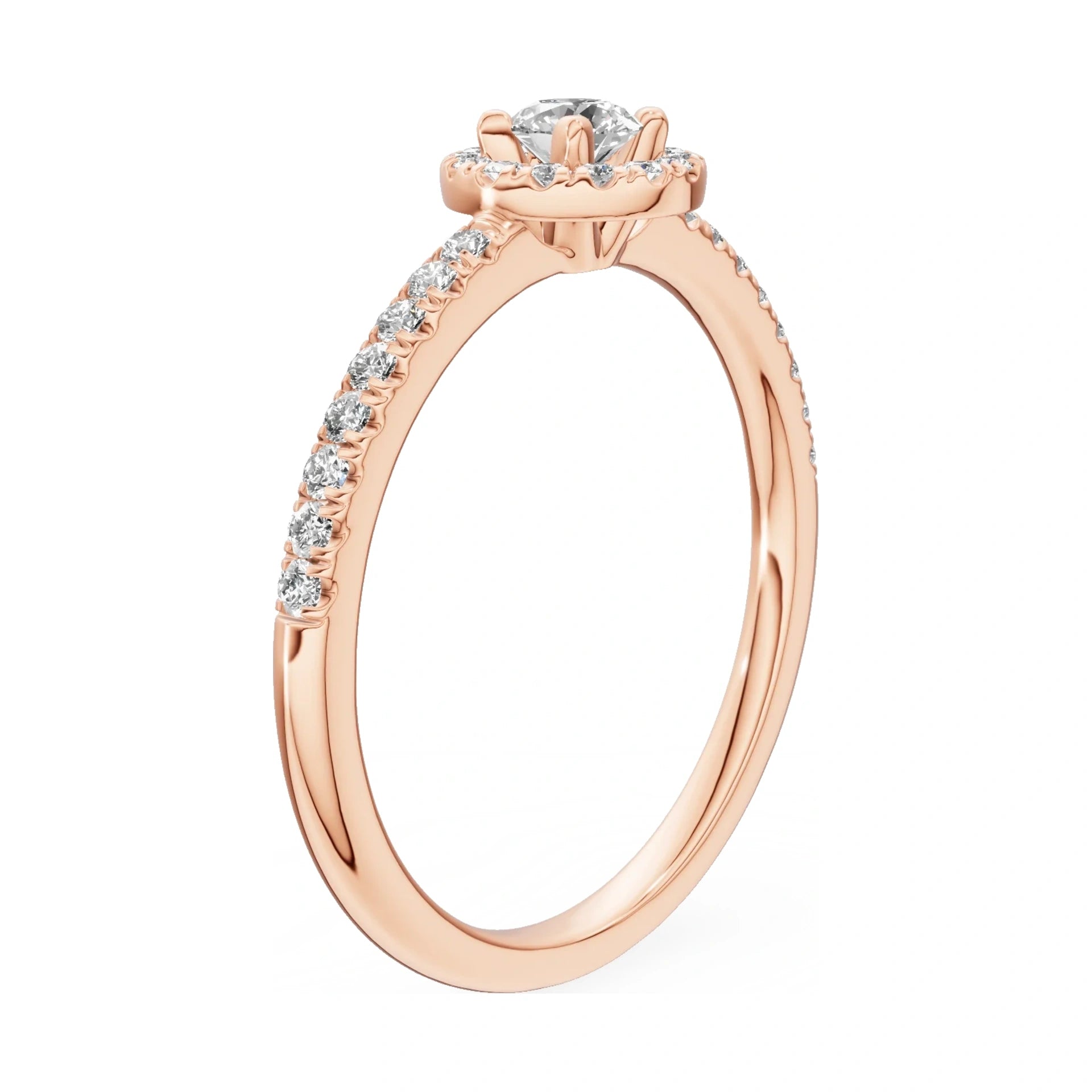 14K rose gold GREMARI Seven Icon ring with 0.15 ct round-cut natural diamond