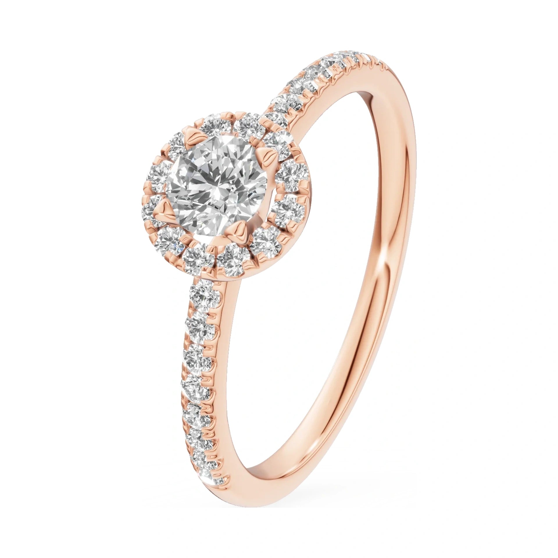 0.30 ct round-cut natural diamond GREMARI Seven Icon engagement ring in 14K rose gold