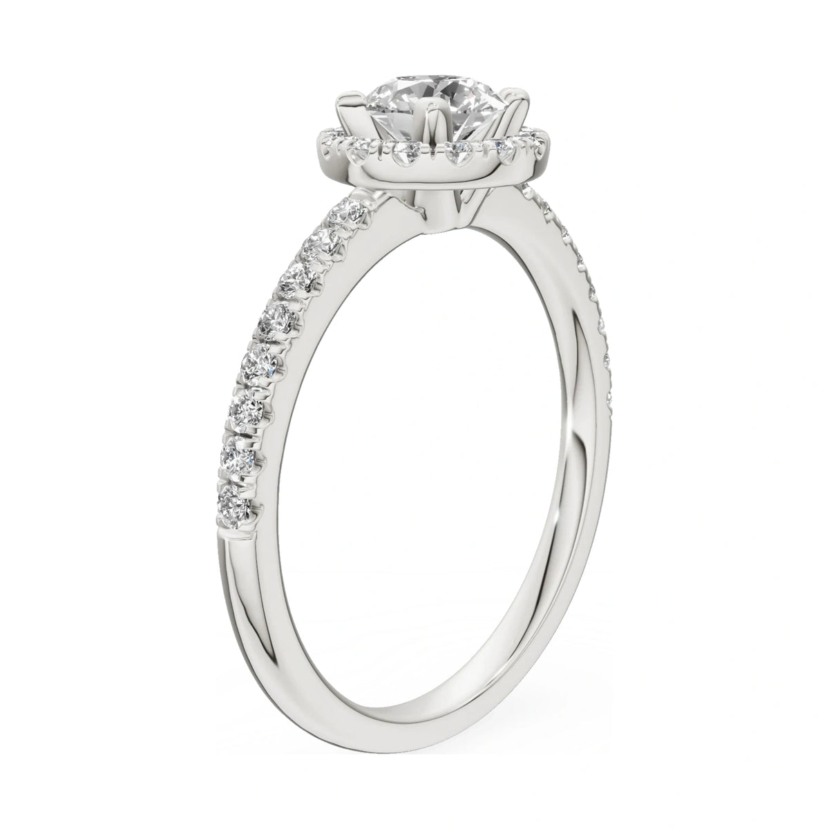 14K white gold GREMARI Seven Icon ring with 0.50 ct round-cut natural diamond