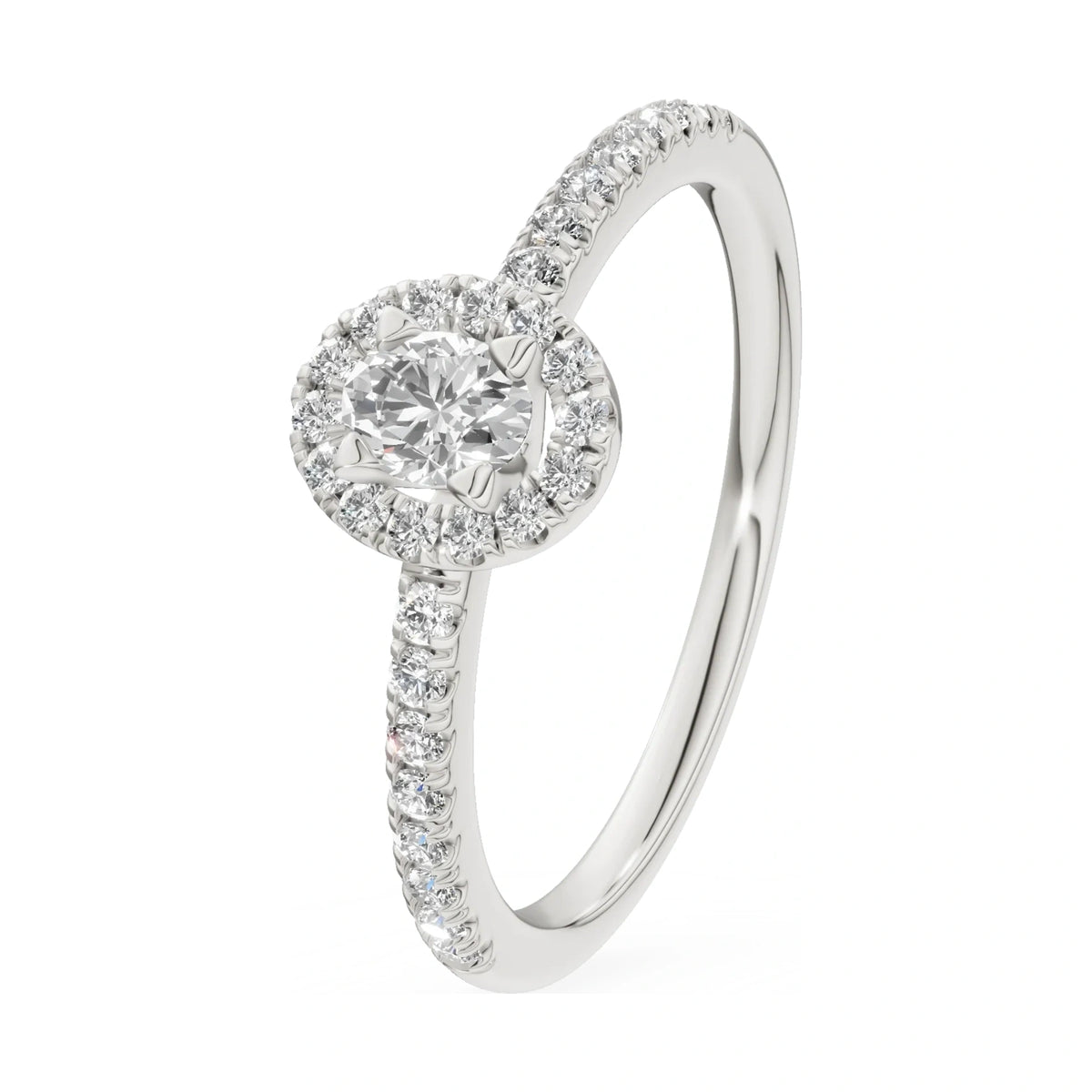 0.15 ct oval-cut natural diamond GREMARI Seven Icon engagement ring in 14K white gold
