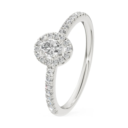 0.15 ct oval-cut natural diamond GREMARI Seven Icon engagement ring in 14K white gold