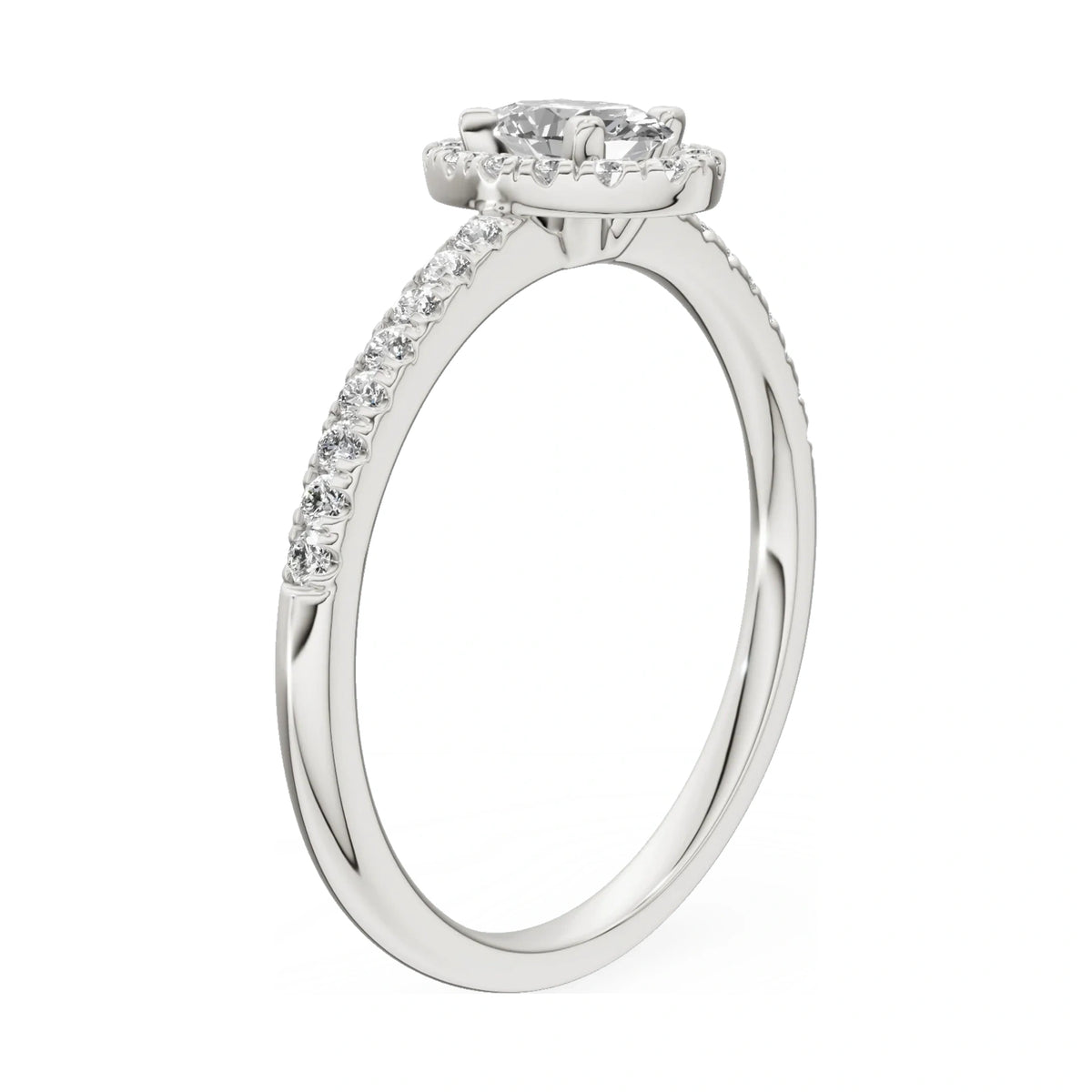 14K white gold GREMARI Seven Icon ring with 0.30 ct oval-cut natural diamond