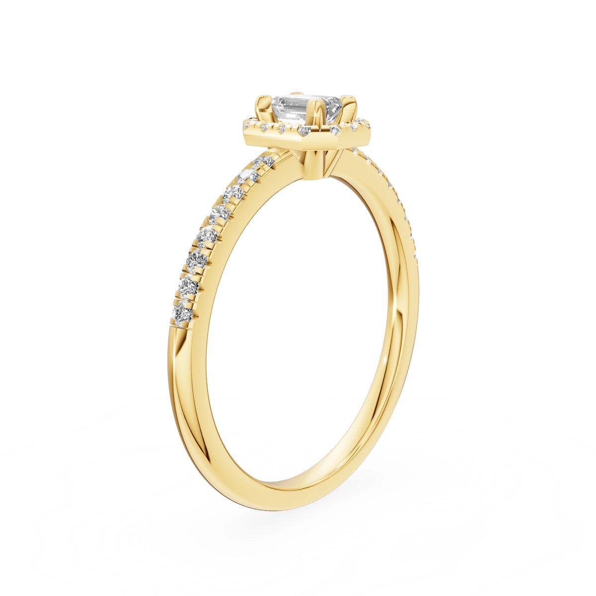 Gremari Seven Icon zásnubní prsten ze žlutého zlata s 0,15 ct lab-grown diamantem – Emerald