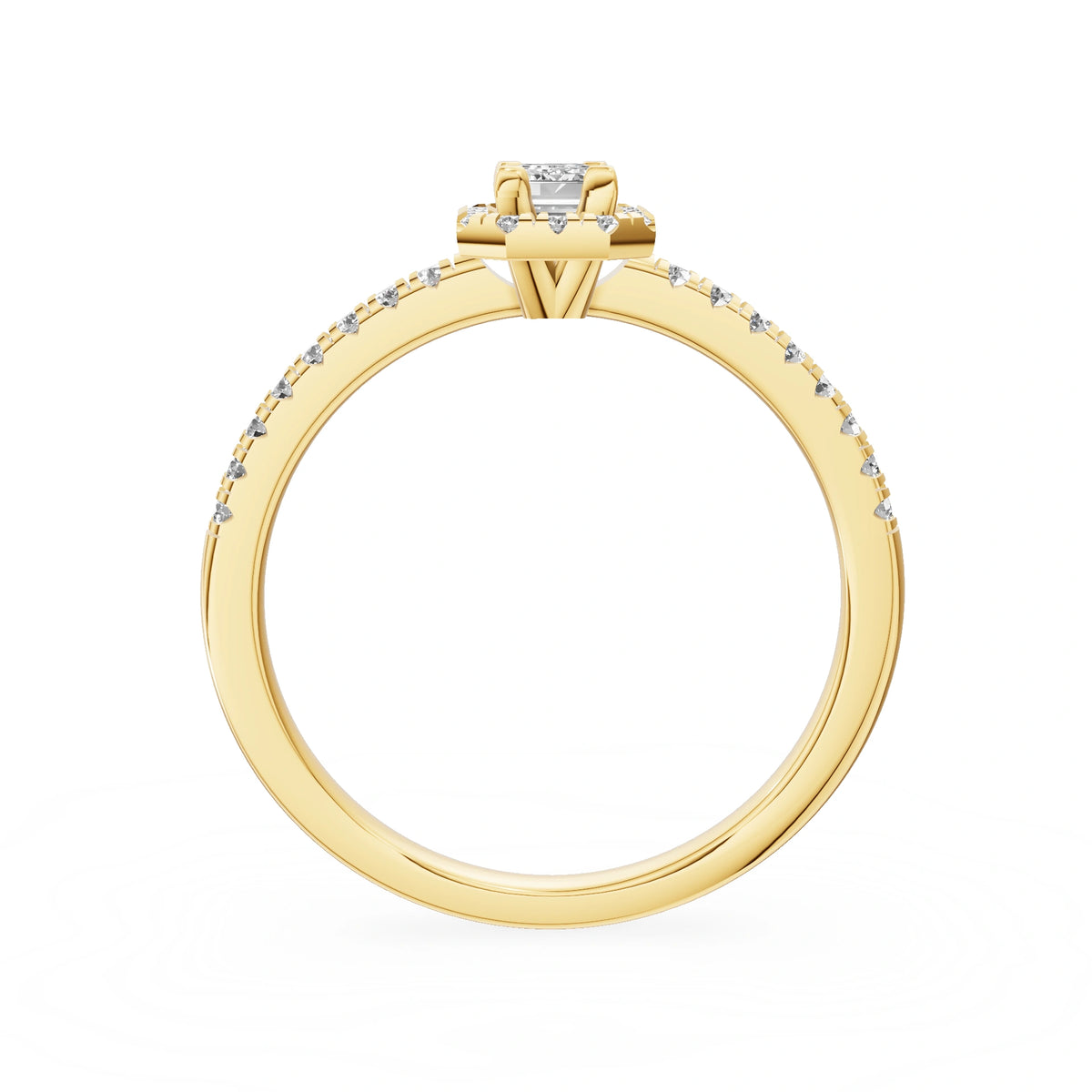 Gremari Seven Icon zásnubní prsten ze žlutého zlata s 0,15 ct lab-grown diamantem – Emerald