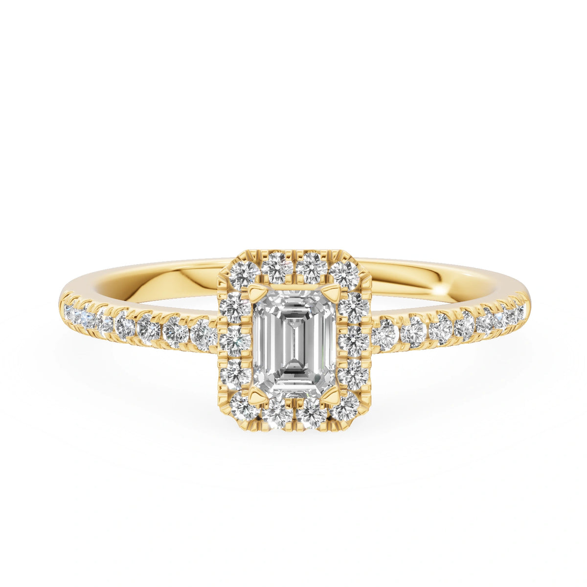Gremari Seven Icon zásnubní prsten ze žlutého zlata s 0,24 ct lab-grown diamantem – Emerald