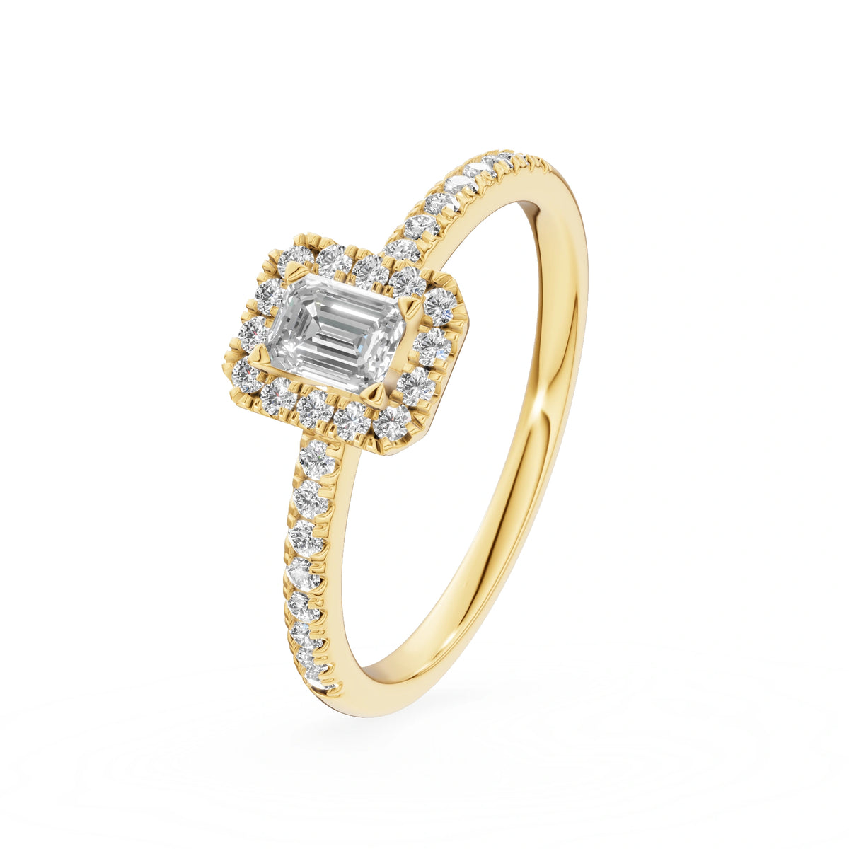 Gremari Seven Icon zásnubní prsten ze žlutého zlata s 0,24 ct lab-grown diamantem – Emerald