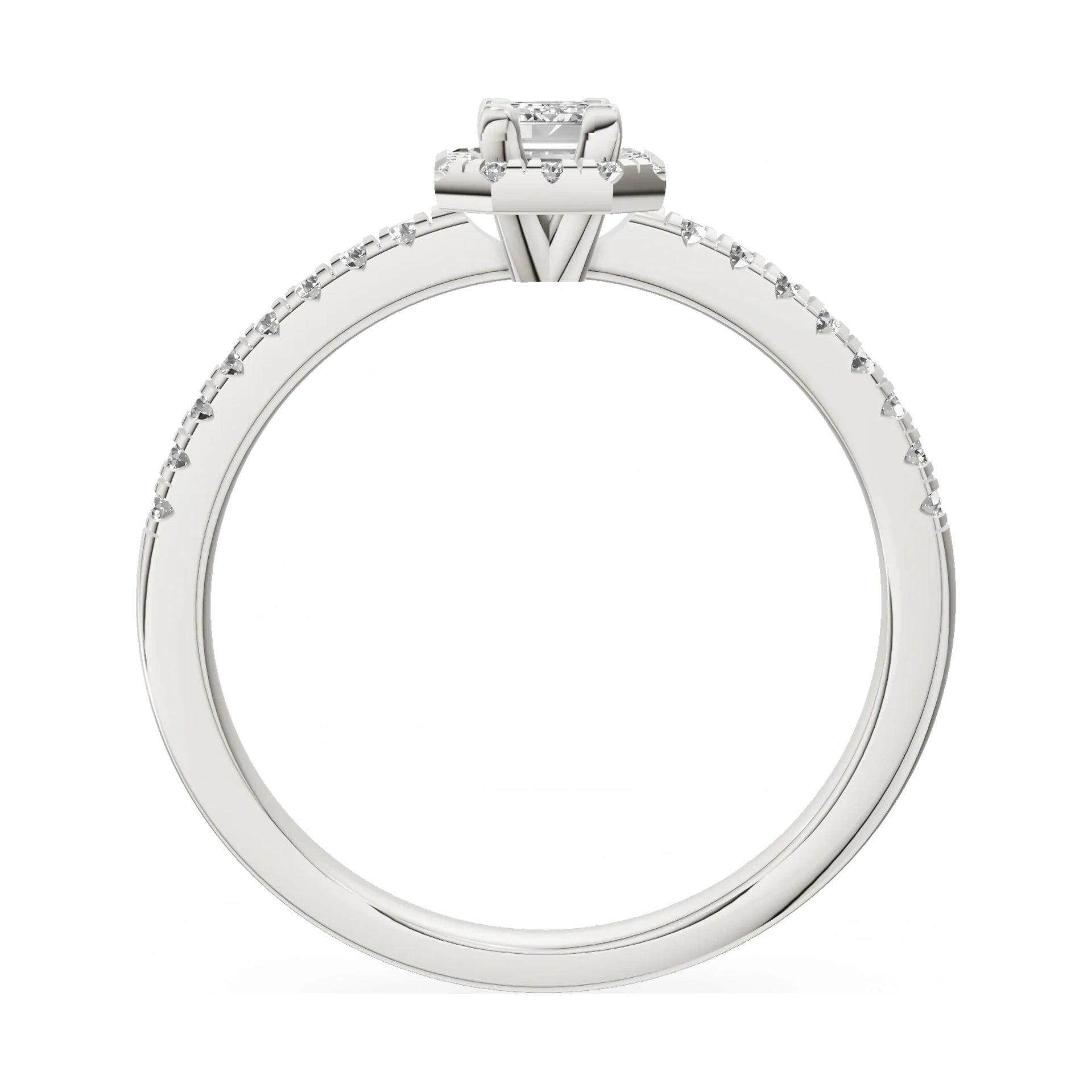 GREMARI Seven Icon emerald-cut natural diamond engagement ring in 14K white gold, 0.15 ct