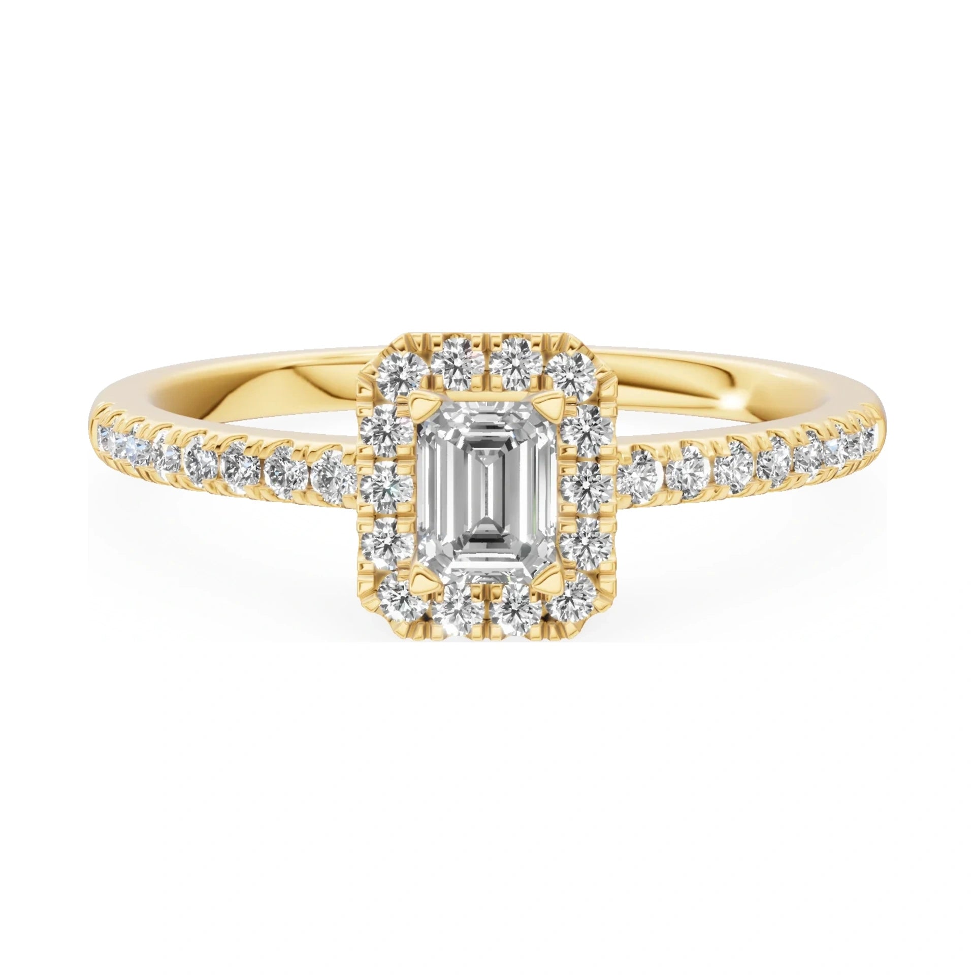 GREMARI Seven Icon 14K yellow gold engagement ring with 0.24 ct emerald-cut natural diamond