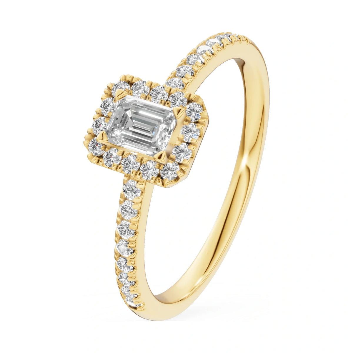 0.24 ct emerald-cut natural diamond GREMARI Seven Icon engagement ring in 14K yellow gold