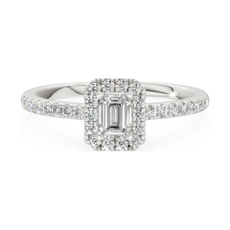 GREMARI Seven Icon 14K white gold engagement ring with 0.24 ct emerald-cut natural diamond
