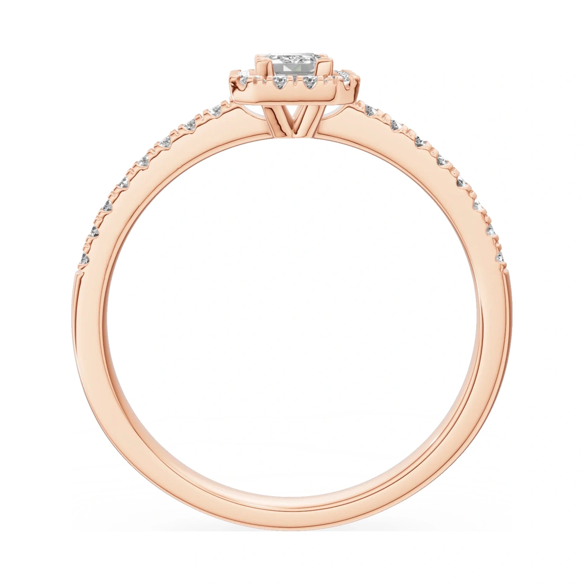 GREMARI Seven Icon emerald-cut natural diamond engagement ring in 14K rose gold, 0.24 ct