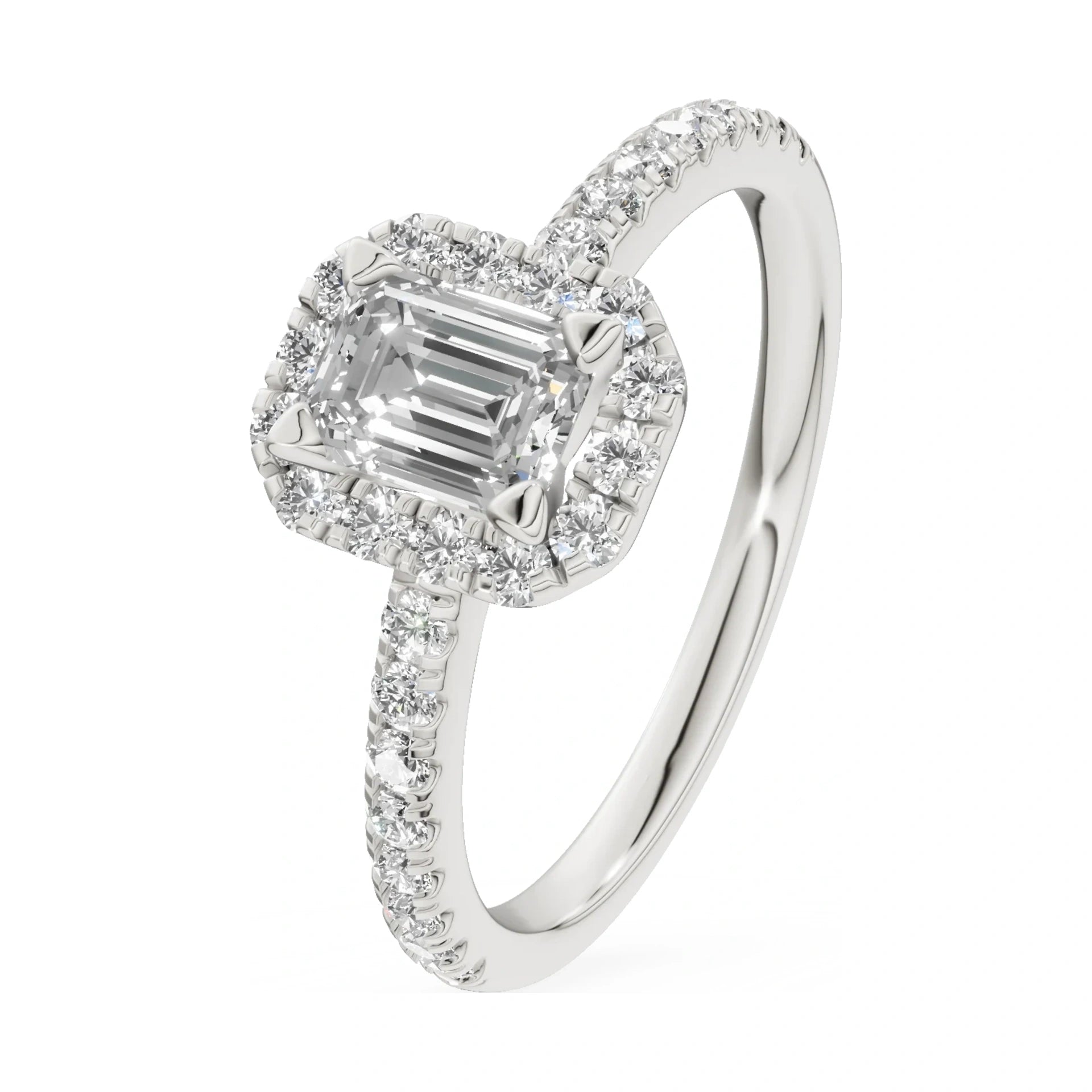0.50 ct emerald-cut natural diamond GREMARI Seven Icon engagement ring in 14K white gold
