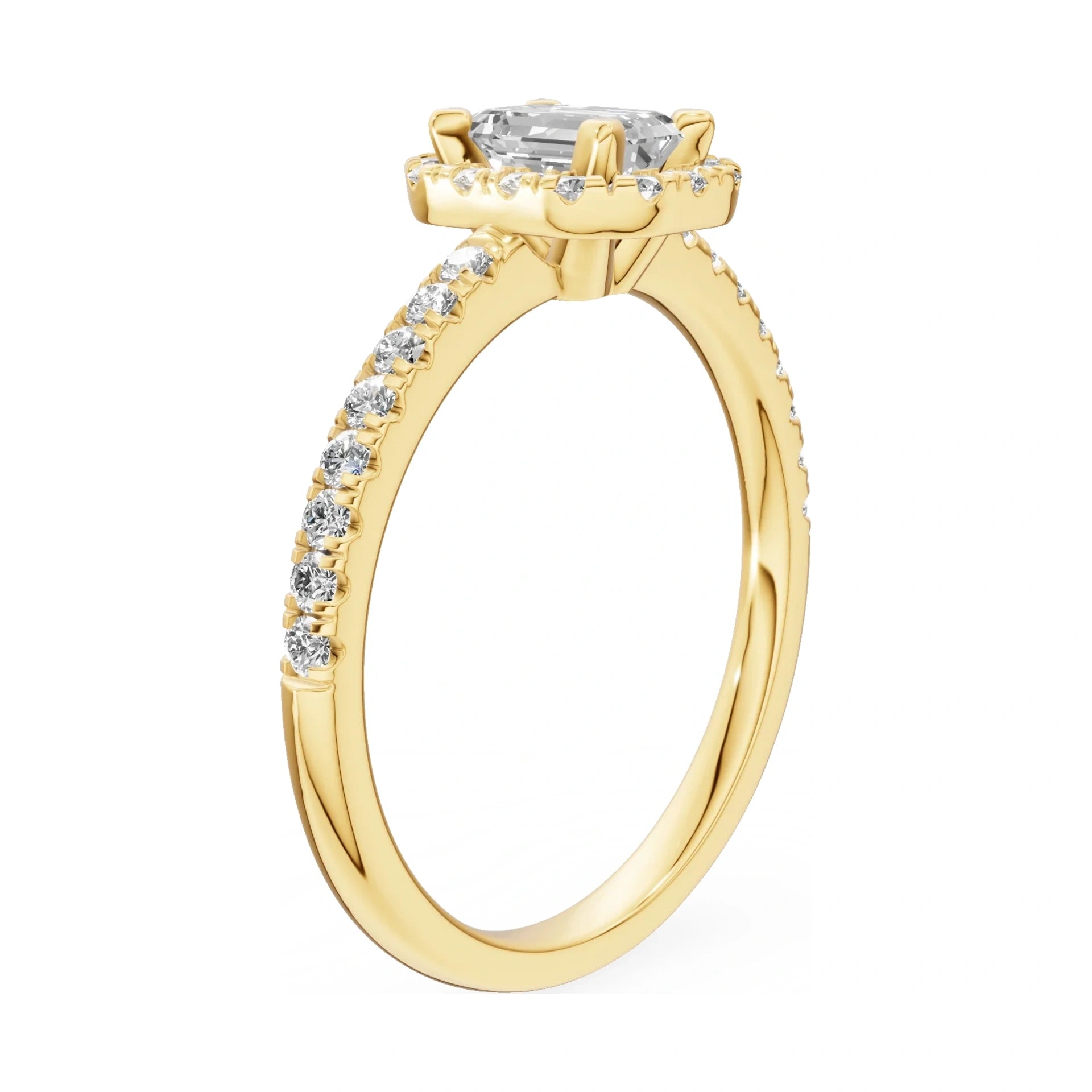 14K yellow gold GREMARI Seven Icon ring with 0.50 ct emerald-cut natural diamond