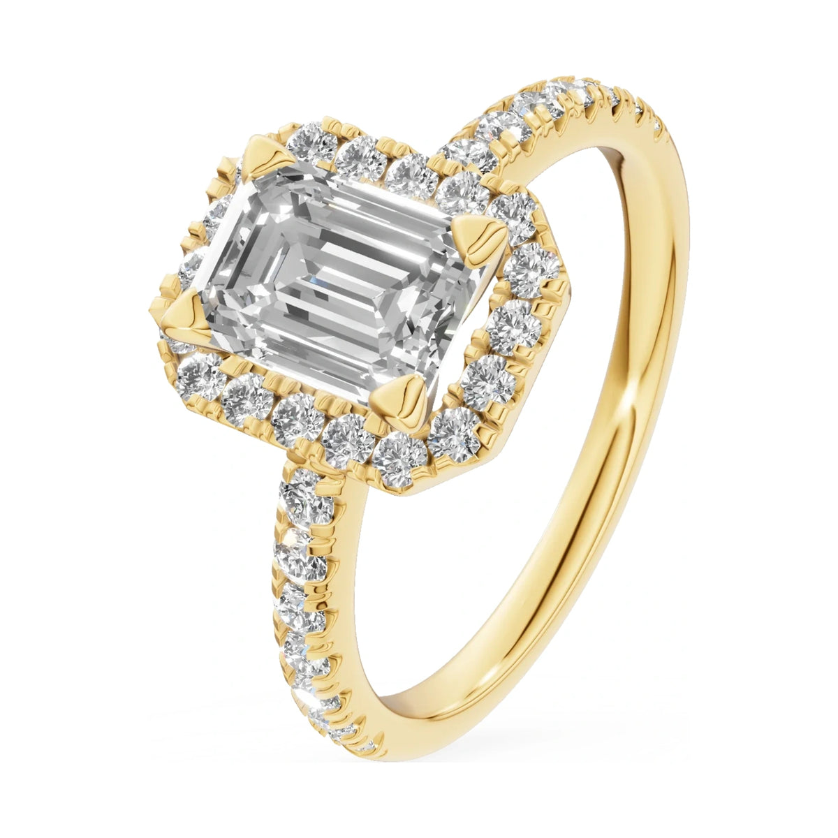 1.00 ct emerald-cut natural diamond GREMARI Seven Icon engagement ring in 14K yellow gold