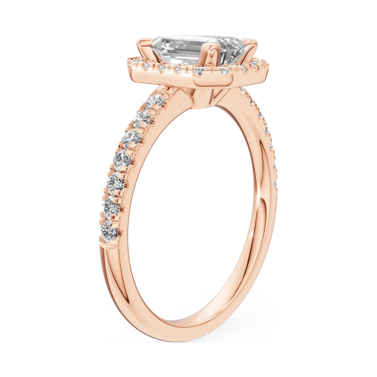 14K rose gold GREMARI Seven Icon ring with 1.00 ct emerald-cut natural diamond