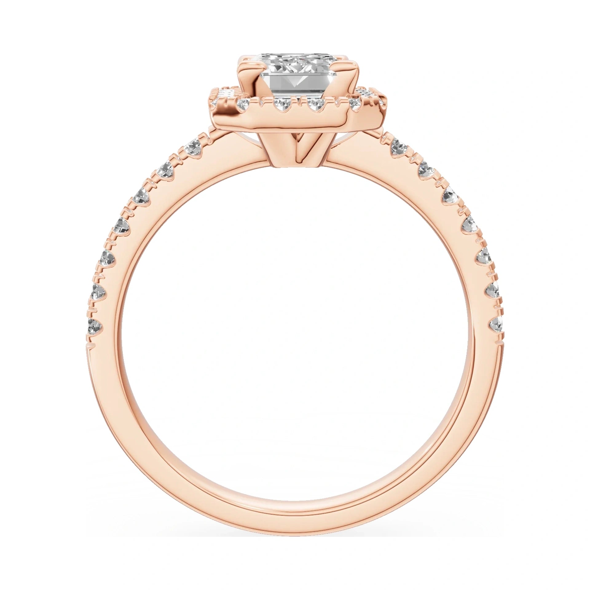 GREMARI Seven Icon emerald-cut natural diamond engagement ring in 14K rose gold, 1.00 ct