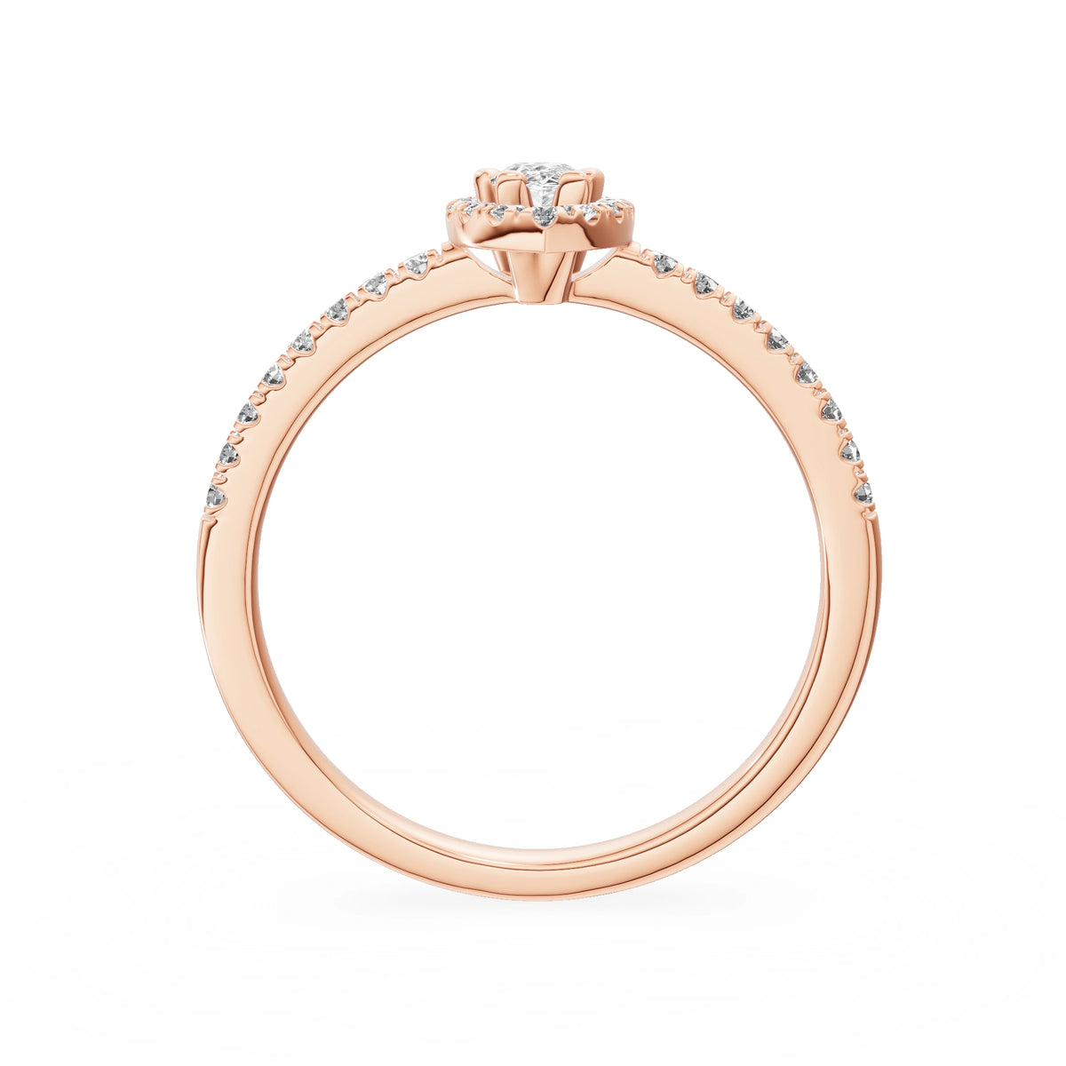 Gremari Seven Icon zásnubní prsten z růžového zlata s 0,15 ct lab-grown diamantem – Pear