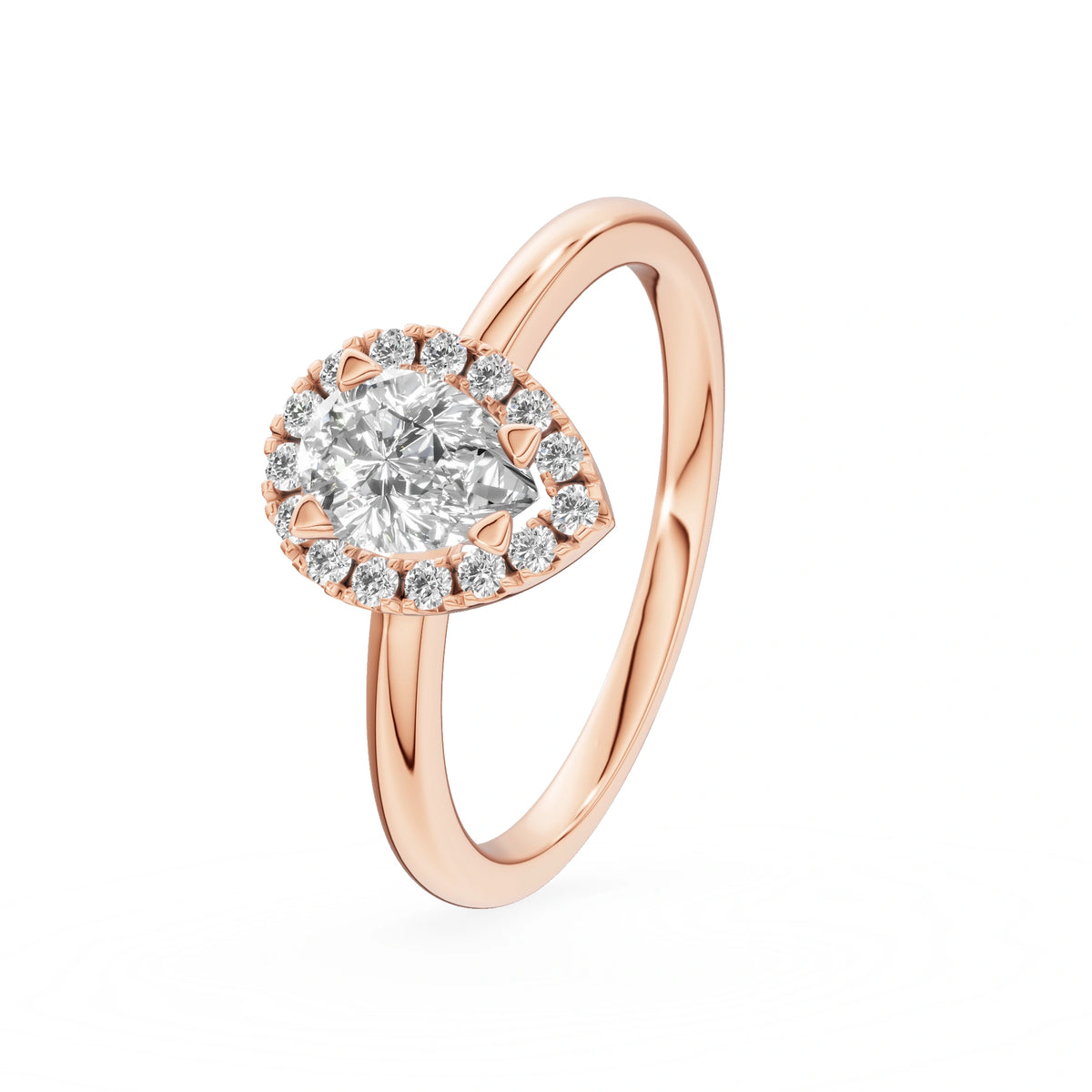 Gremari Seven Icon zásnubní prsten z růžového zlata s 0,15 ct lab-grown diamantem – Pear
