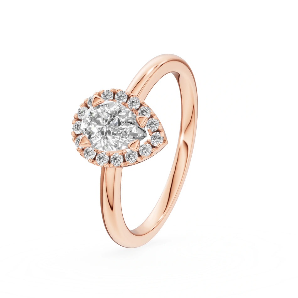 Gremari Seven Icon zásnubní prsten z růžového zlata s 0,15 ct lab-grown diamantem – Pear