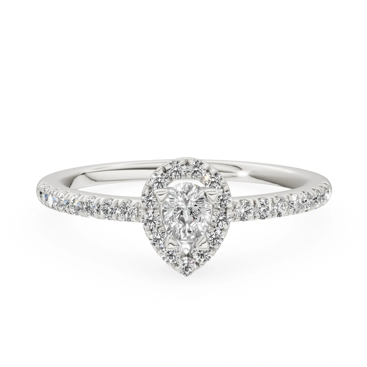 Gremari Seven Icon zásnubní prsten z bílého zlata s 0,15 ct lab-grown diamantem – Pear