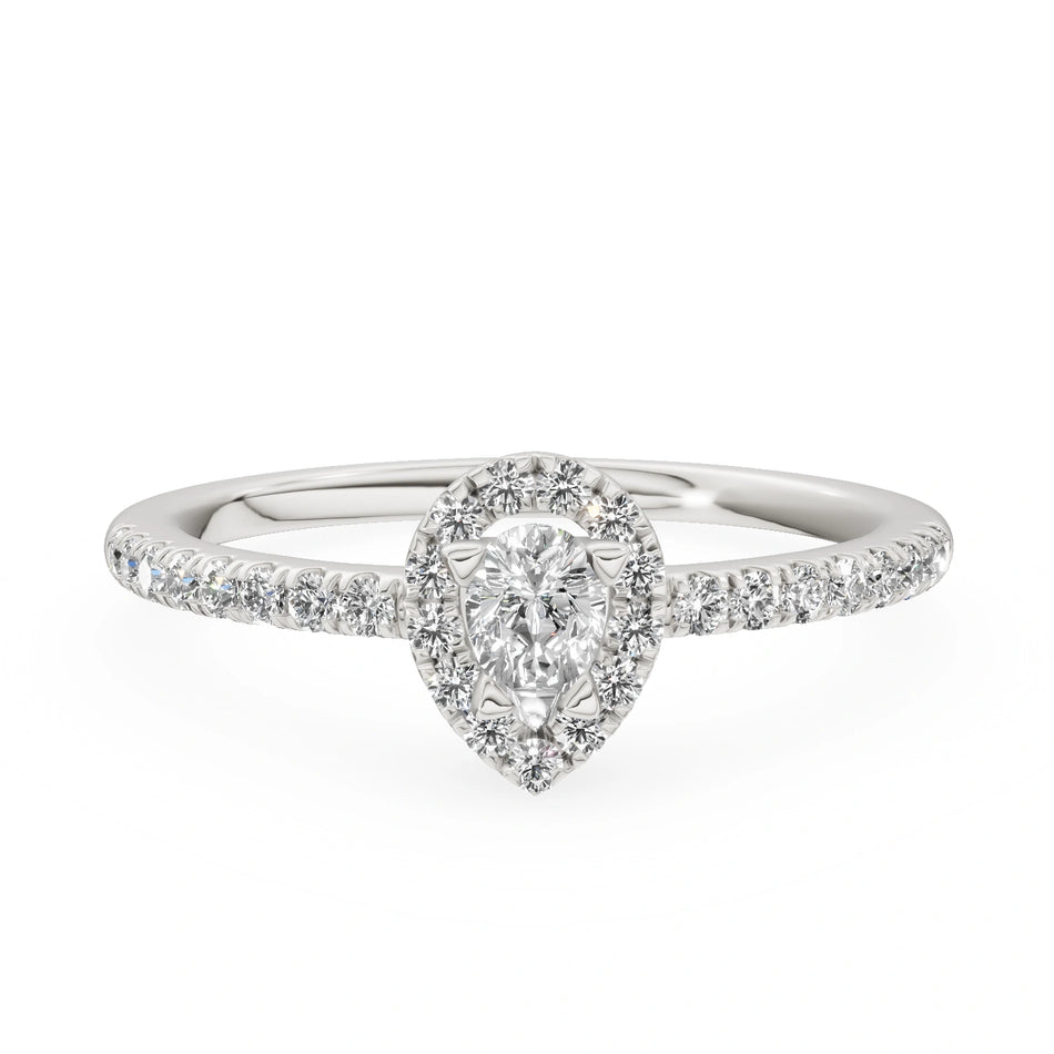 Gremari Seven Icon zásnubní prsten z bílého zlata s 0,15 ct lab-grown diamantem – Pear