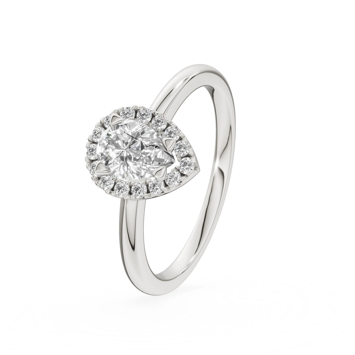 Gremari Seven Icon zásnubní prsten z bílého zlata s 0,15 ct lab-grown diamantem – Pear
