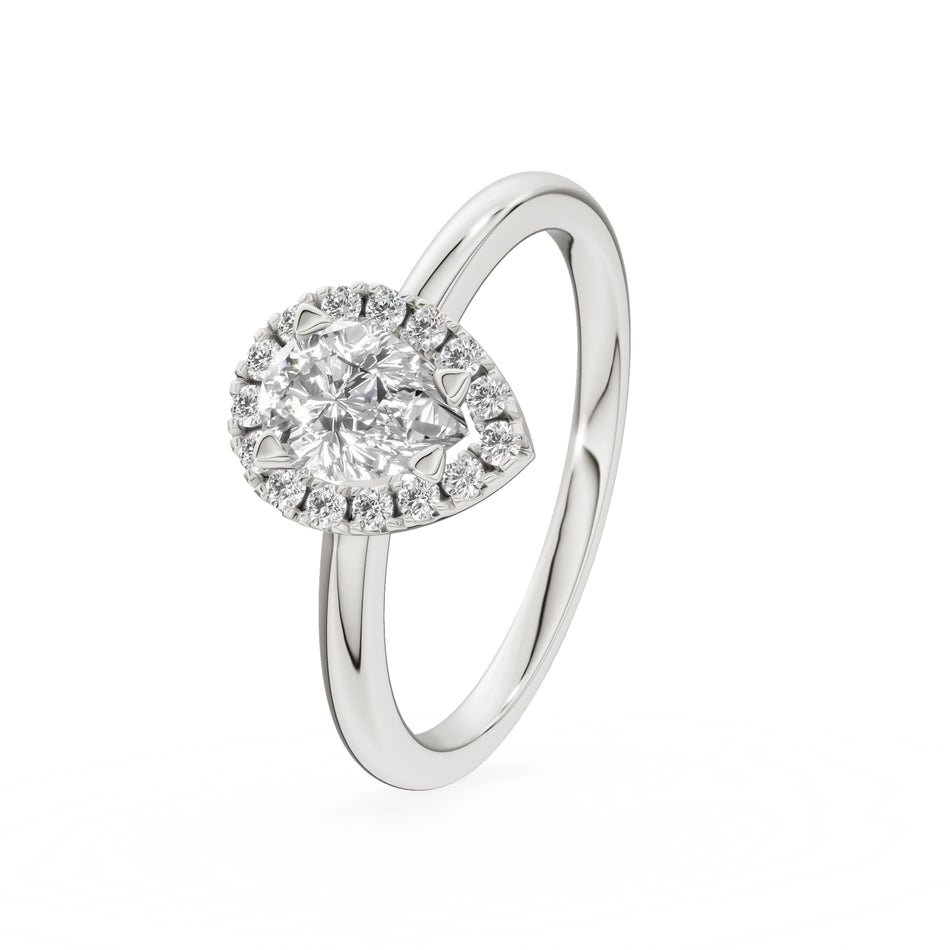 Gremari Seven Icon zásnubní prsten z bílého zlata s 0,15 ct lab-grown diamantem – Pear