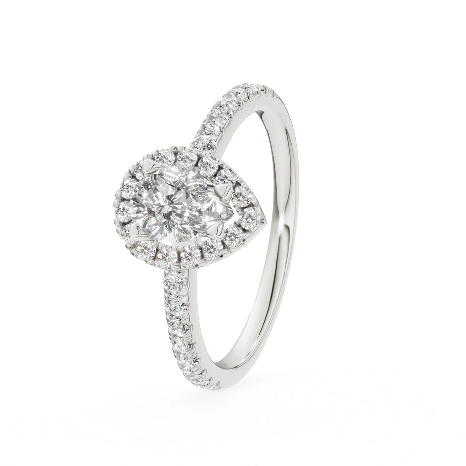 Gremari Seven Icon zásnubní prsten z bílého zlata s 0,50 ct lab-grown diamantem – Pear