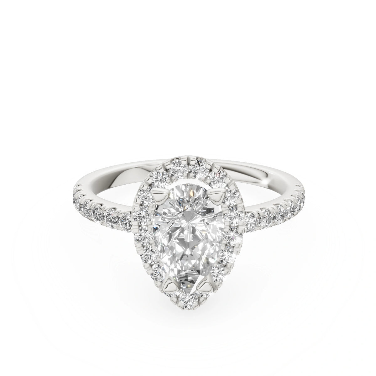 Gremari Seven Icon zásnubní prsten z bílého zlata s 1,00 ct lab-grown diamantem – Pear