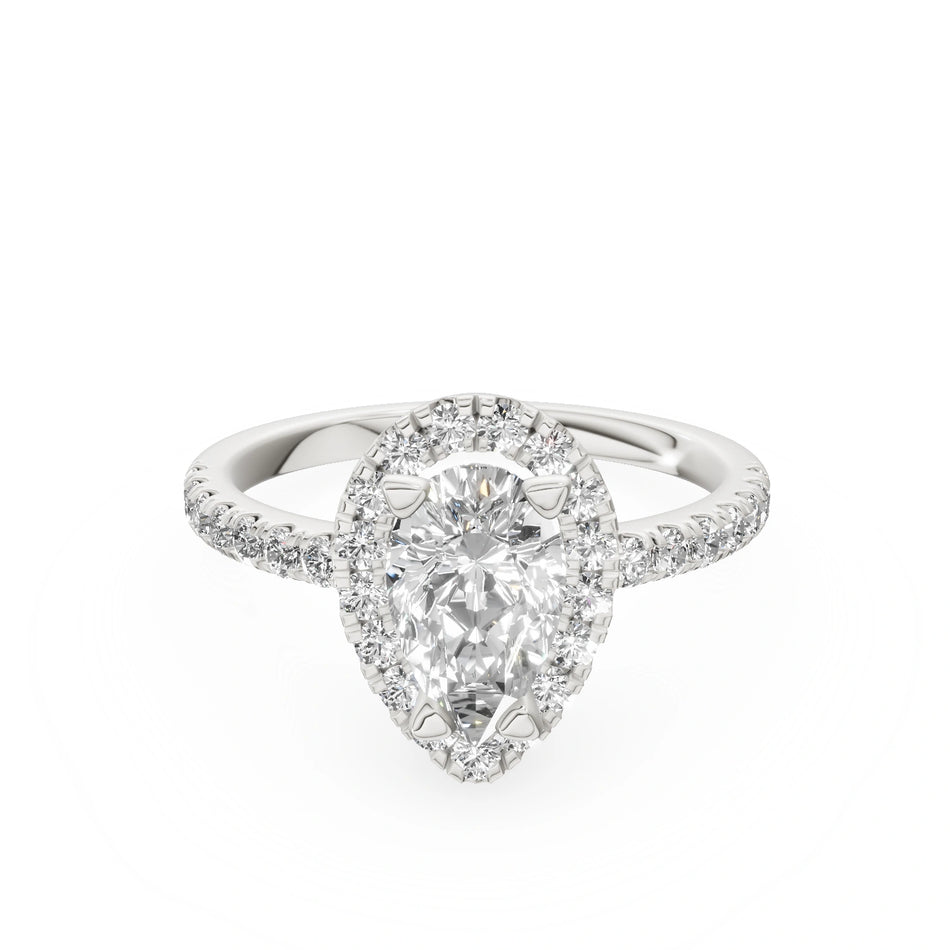 Gremari Seven Icon zásnubní prsten z bílého zlata s 1,00 ct lab-grown diamantem – Pear
