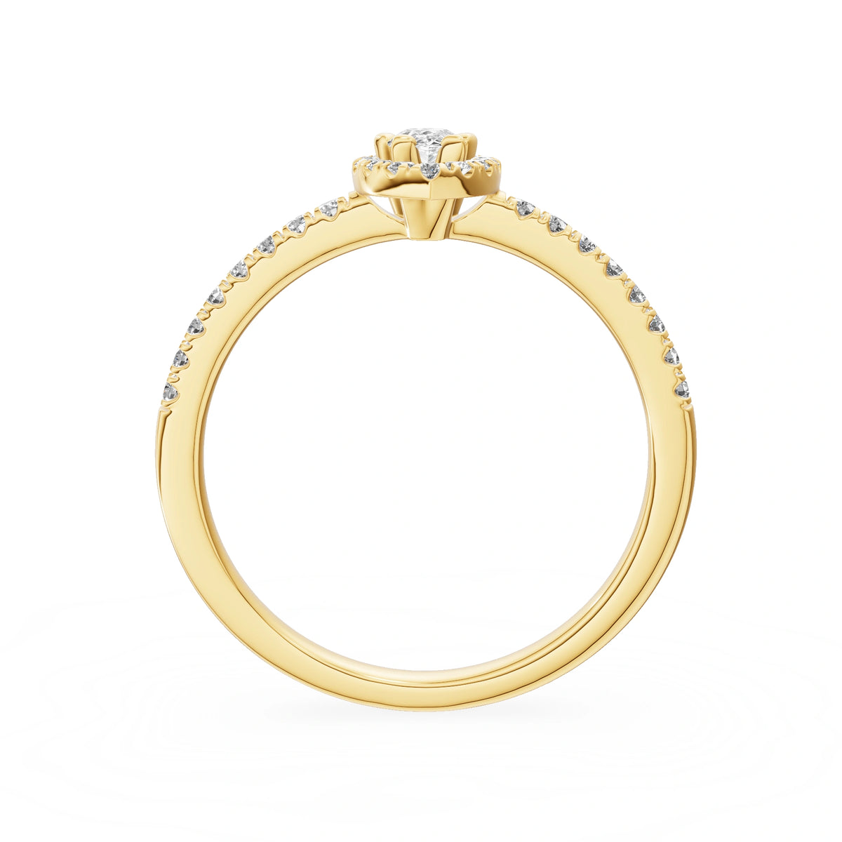 Gremari Seven Icon zásnubní prsten ze žlutého zlata s 0,15 ct lab-grown diamantem – Pear