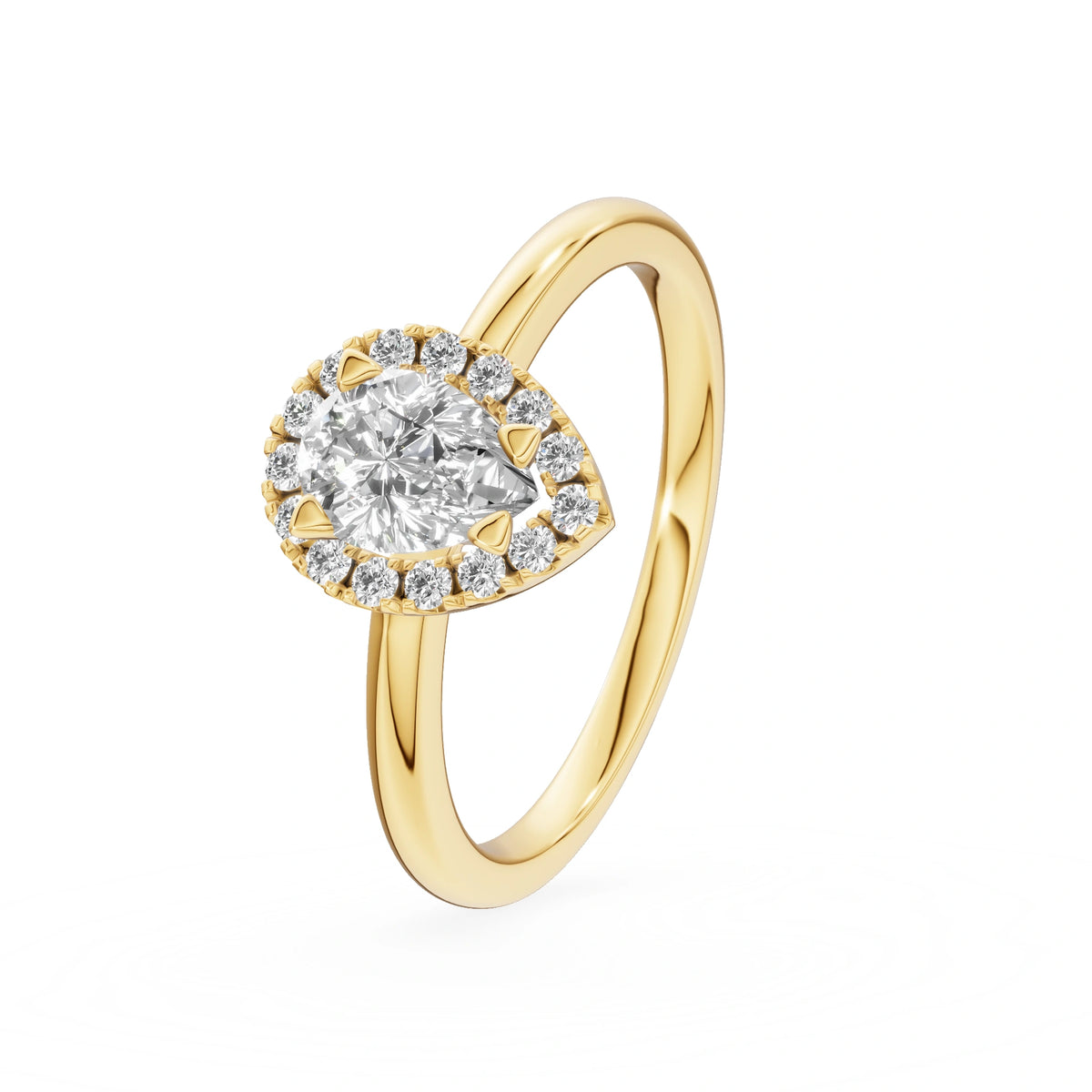 Gremari Seven Icon zásnubní prsten ze žlutého zlata s 0,15 ct lab-grown diamantem – Pear