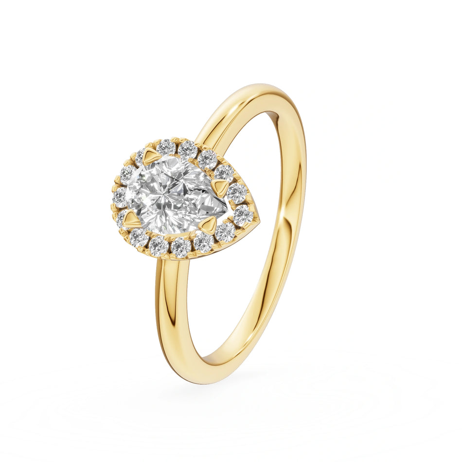 Gremari Seven Icon zásnubní prsten ze žlutého zlata s 0,15 ct lab-grown diamantem – Pear