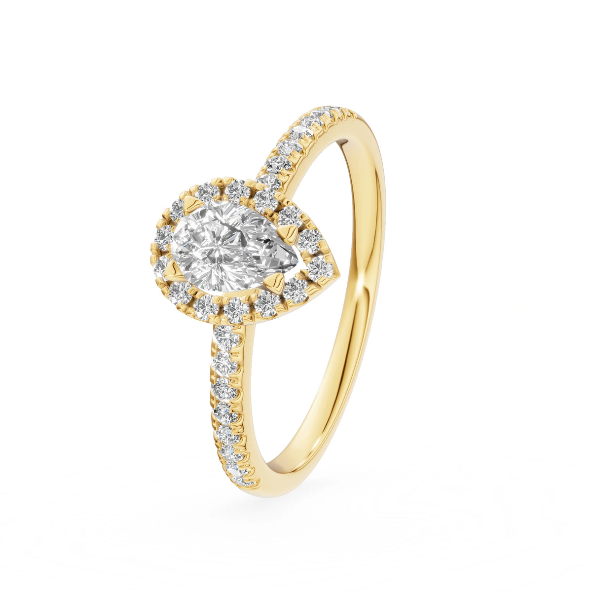 Gremari Seven Icon zásnubní prsten ze žlutého zlata s 0,30 ct lab-grown diamantem – Pear