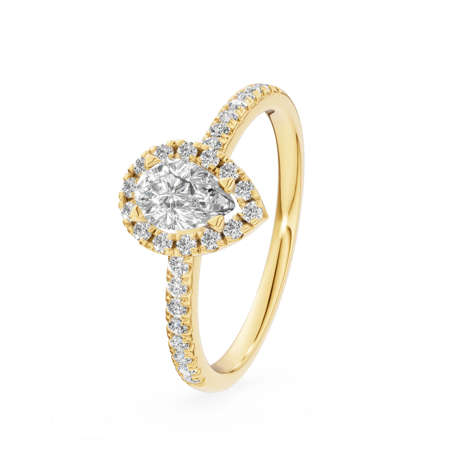 Gremari Seven Icon zásnubní prsten ze žlutého zlata s 0,30 ct lab-grown diamantem – Pear