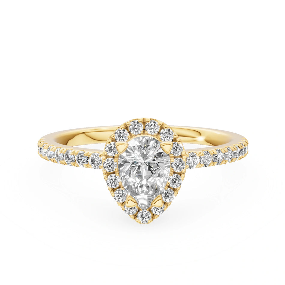 Gremari Seven Icon zásnubní prsten ze žlutého zlata s 0,50 ct lab-grown diamantem – Pear
