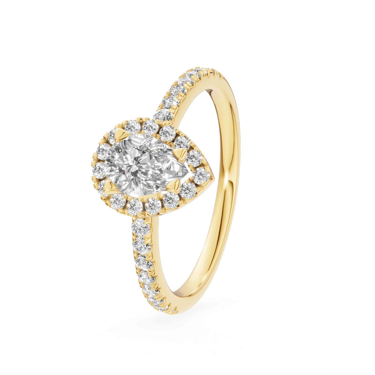 Gremari Seven Icon zásnubní prsten ze žlutého zlata s 0,50 ct lab-grown diamantem – Pear