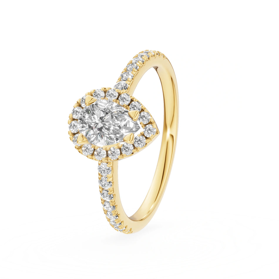 Gremari Seven Icon zásnubní prsten ze žlutého zlata s 0,50 ct lab-grown diamantem – Pear
