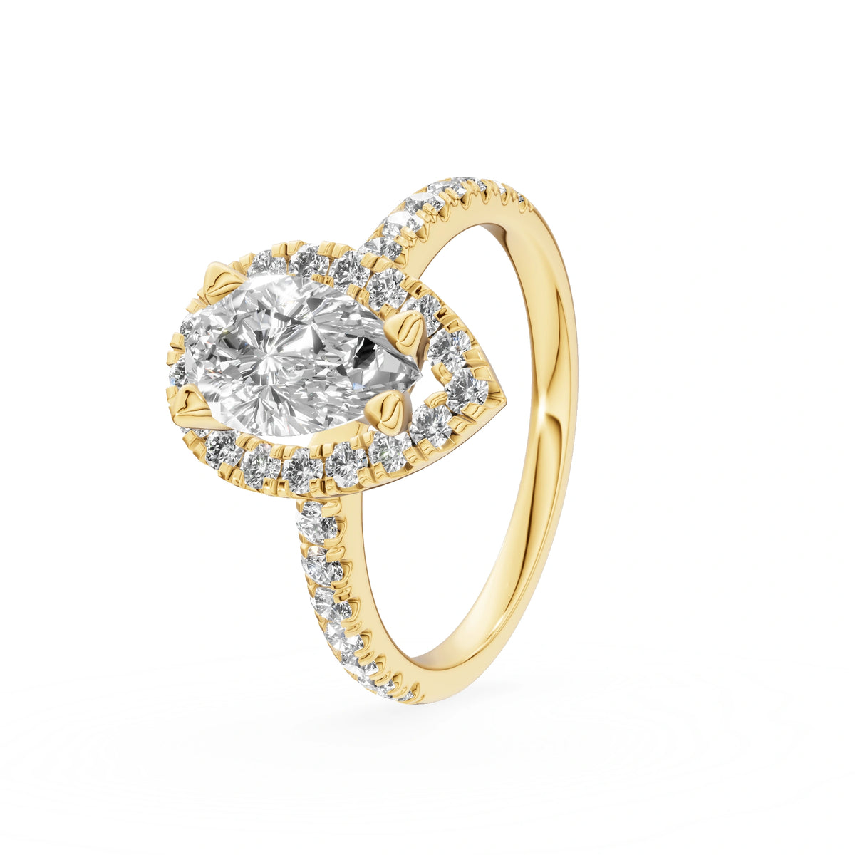 Gremari Seven Icon zásnubní prsten ze žlutého zlata s 1,00 ct lab-grown diamantem – Pear