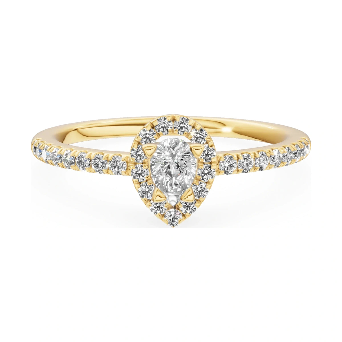 GREMARI Seven Icon 14K yellow gold engagement ring with 0.15 ct pear-cut natural diamond