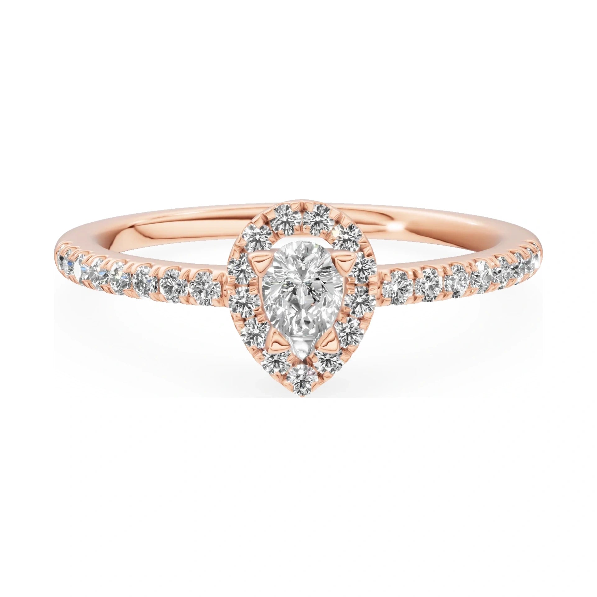 GREMARI Seven Icon 14K rose gold engagement ring with 0.15 ct pear-cut natural diamond
