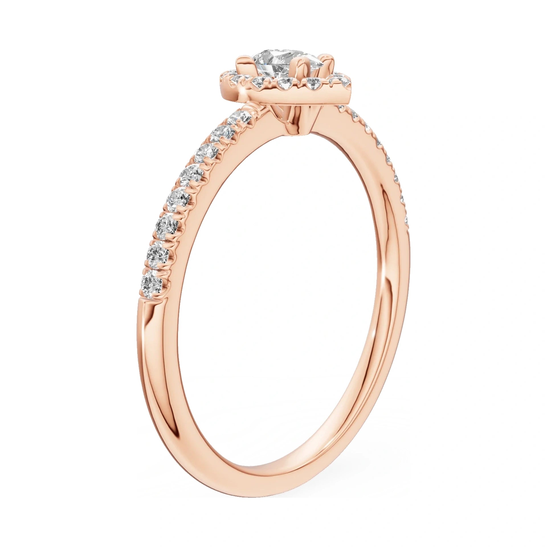 14K rose gold GREMARI Seven Icon ring with 0.15 ct pear-cut natural diamond
