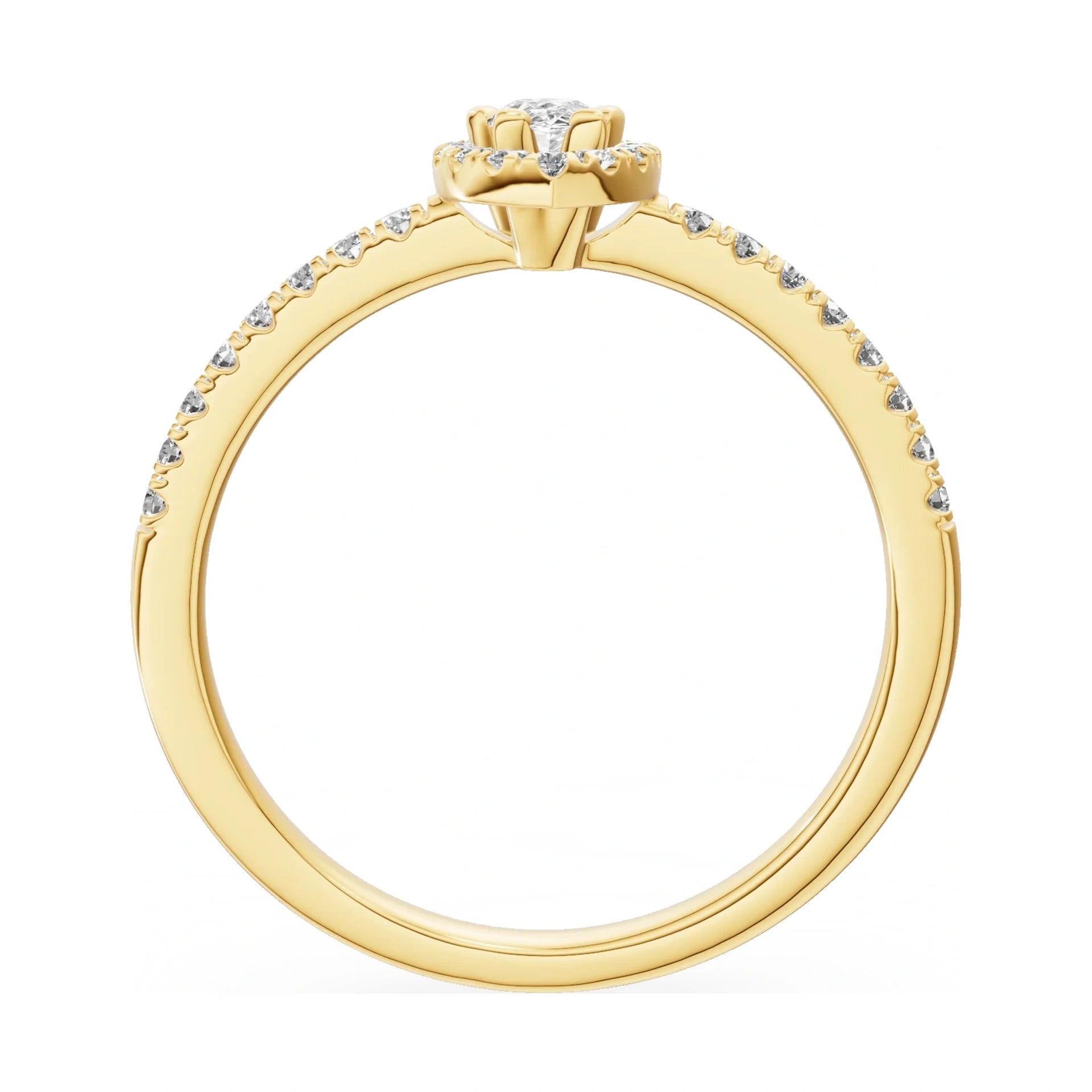 GREMARI Seven Icon pear-cut natural diamond engagement ring in 14K yellow gold, 0.15 ct