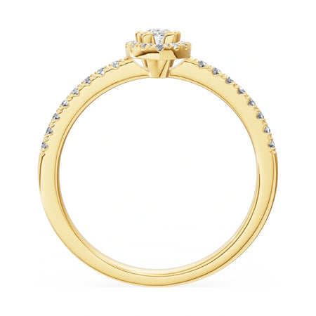 GREMARI Seven Icon pear-cut natural diamond engagement ring in 14K yellow gold, 0.15 ct
