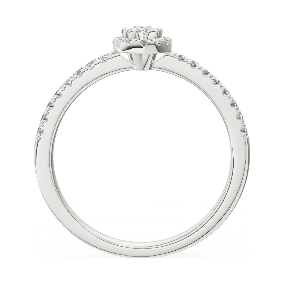 GREMARI Seven Icon pear-cut natural diamond engagement ring in 14K white gold, 0.15 ct