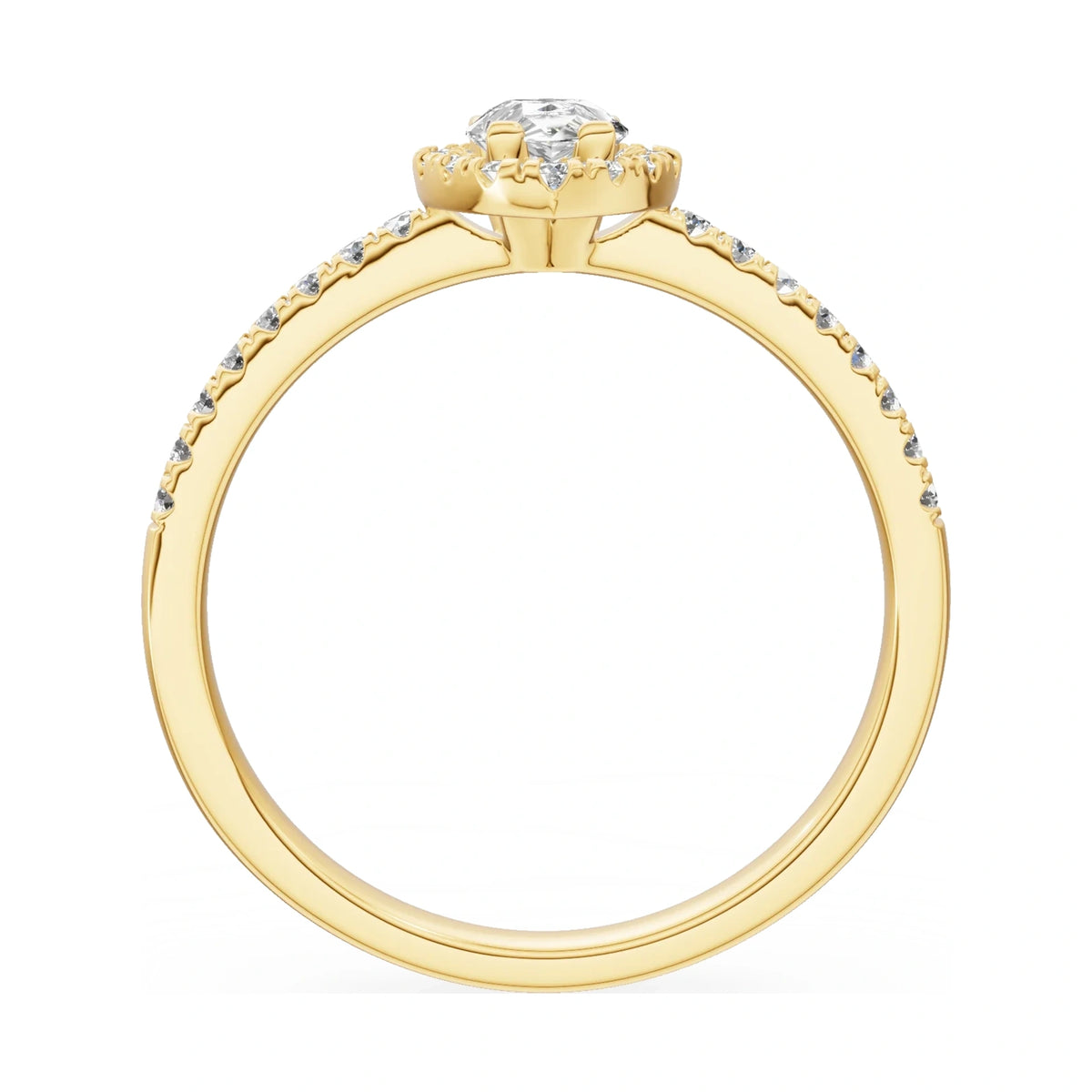 GREMARI Seven Icon pear-cut natural diamond engagement ring in 14K yellow gold, 0.30 ct