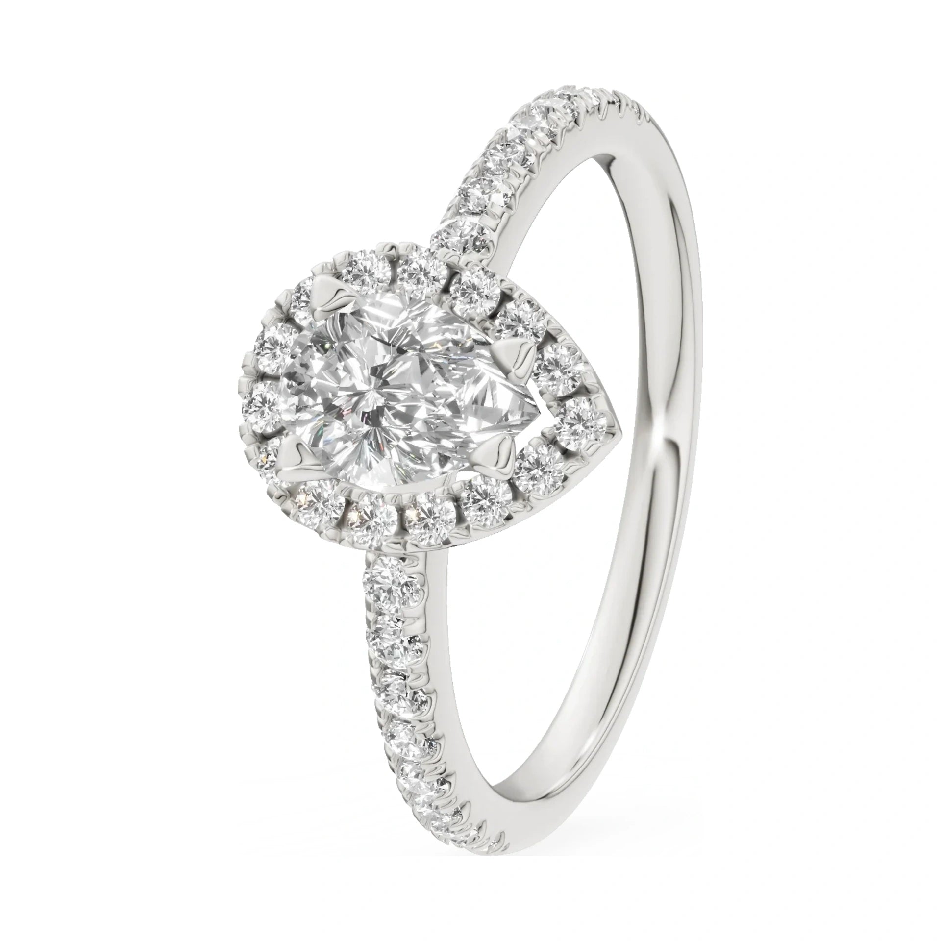 0.50 ct pear-cut natural diamond GREMARI Seven Icon engagement ring in 14K white gold