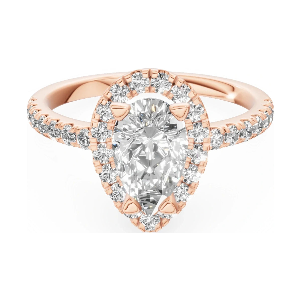 GREMARI Seven Icon 14K rose gold engagement ring with 1.00 ct pear-cut natural diamond