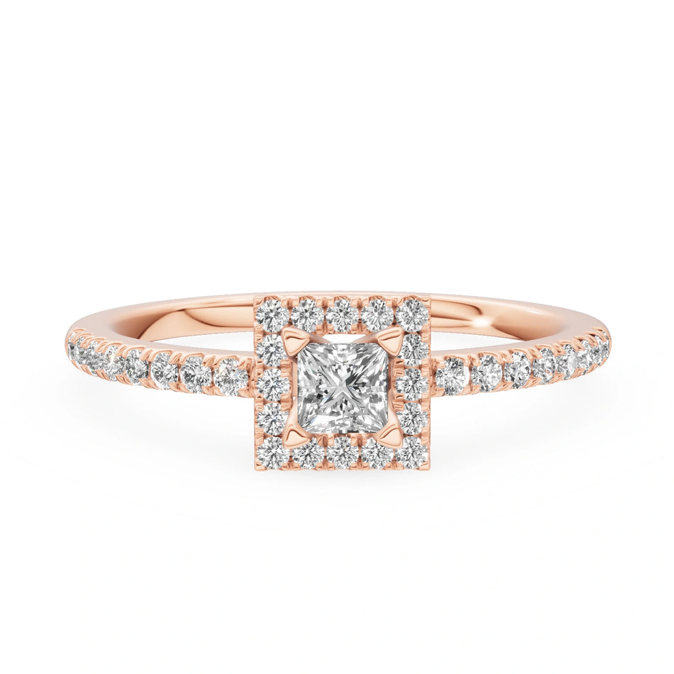 Gremari Seven Icon zásnubní prsten z růžového zlata s 0,15 ct lab-grown diamantem – Princess